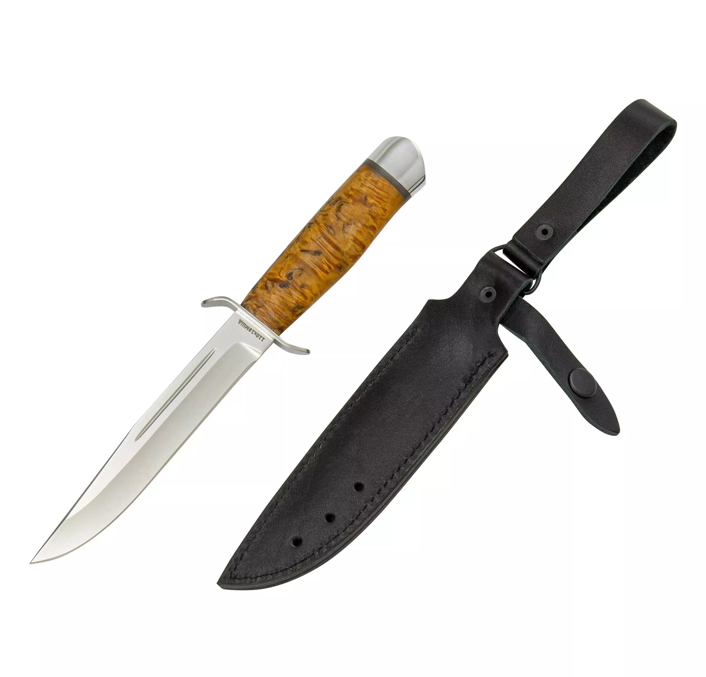 Нож Финка - 1 (сталь 110Х18МШД, Ручка карельская береза стаб. Оранжеваяал.) 0З-00008006 (3)