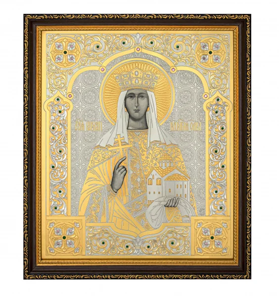 Икона Святая равноапостольная княгиня Ольга (покрытие золотом, багет) 370320 мм. 0З-00010308