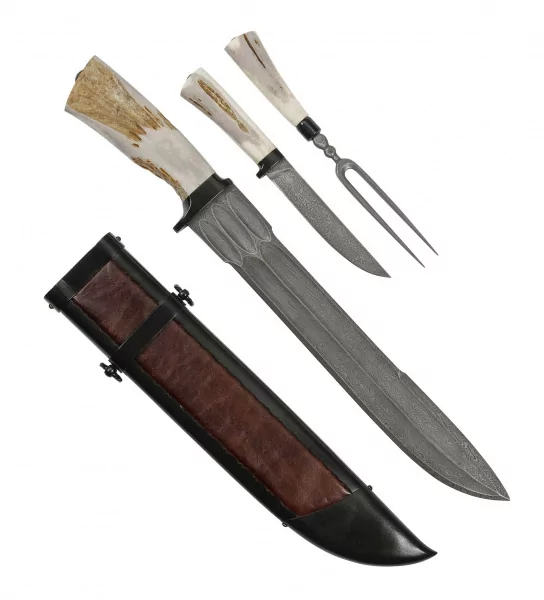 Дорогой Кинжал охотничий Хиршфангер (сталь дамаская, вилка, нож) 0З-00006708 (4)