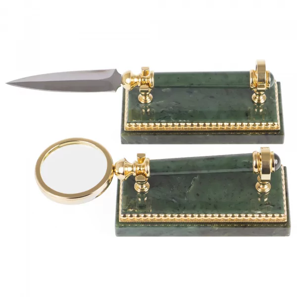 Письменный набор Конь с попоной из нефрита (2)